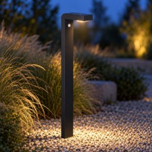 Eglo baracconi lampioncino solare da giardino led 3,6w 80cm ip44 moderno nero con sensore