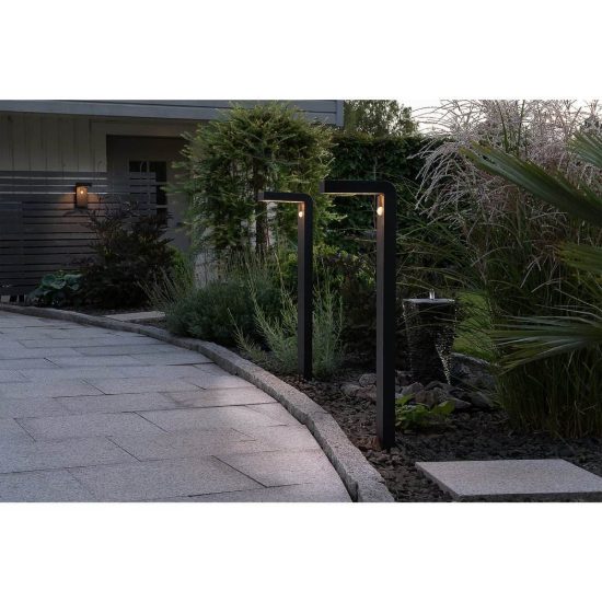 Eglo baracconi lampioncino solare da giardino led 3,6w 80cm ip44 moderno nero con sensore
