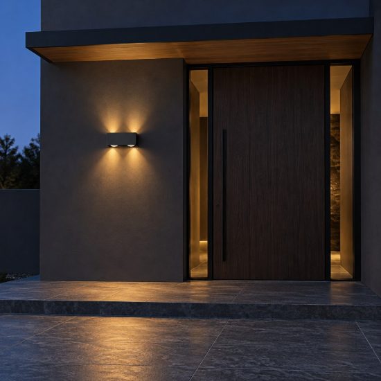 Eglo lesmo applique da esterno led 11,2w 3000k 24cm ip44 moderna rettangolare biemissione nera