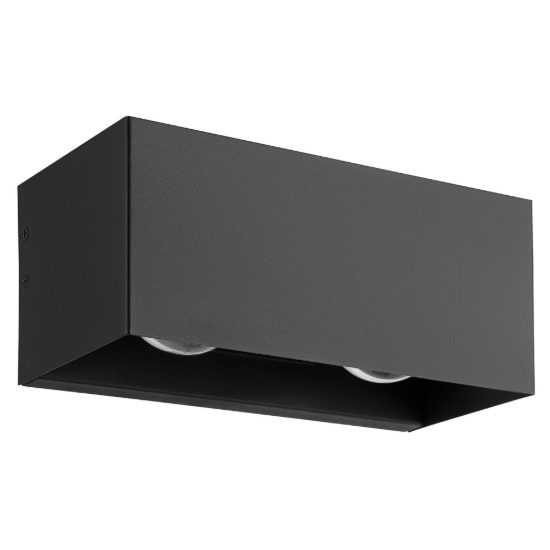 Eglo lesmo applique da esterno led 11,2w 3000k 24cm ip44 moderna rettangolare biemissione nera