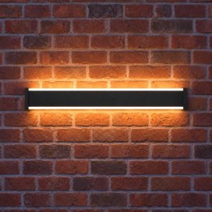 Eglo neviano applique da esterno led 14w 3000k 58cm ip55 moderna lineare biemissione nera