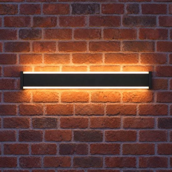 Eglo neviano applique da esterno led 14w 3000k 58cm ip55 moderna lineare biemissione nera