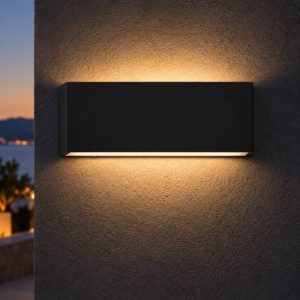 Eglo spongano applique da esterno led 10w cct 3000k 6500k 18,5cm ip65 moderna biemissione nera