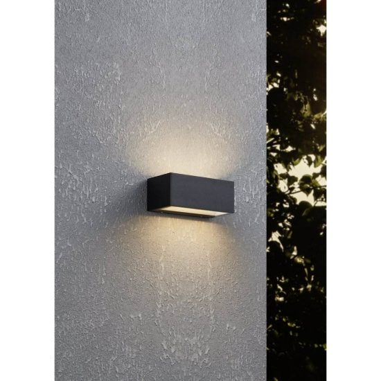 Eglo spongano applique da esterno led 10w cct 3000k 6500k 18,5cm ip65 moderna biemissione nera