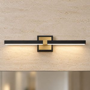 Peguera eglo applique per specchio da bagno nero oro led 11w 3000k