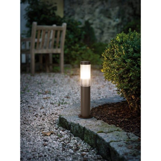 Eglo helsinki lampioncino da giardino 45cm ip44 moderno marrone ruggine con sensore di movimento