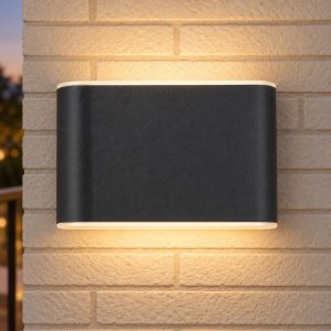 Eglo grutti applique da esterno led 5,8w cct 3000k 6500k 11,5cm ip65 moderna biemissione antracite