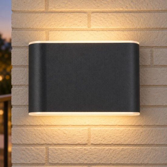 Eglo grutti applique da esterno led 5,8w cct 3000k 6500k 11,5cm ip65 moderna biemissione antracite