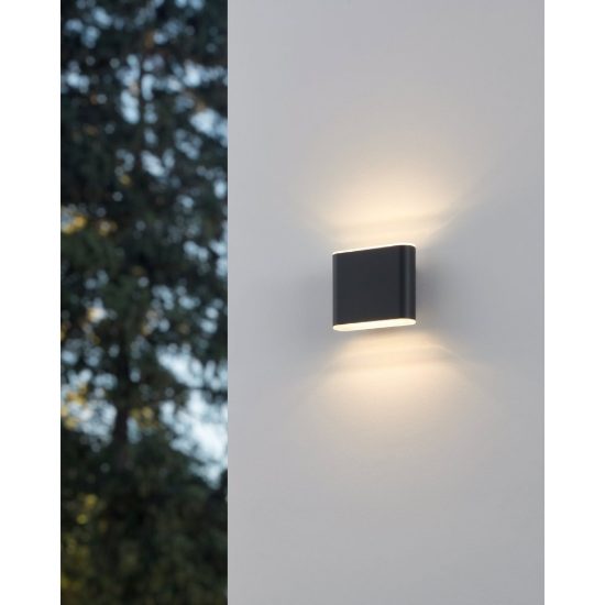 Eglo grutti applique da esterno led 5,8w cct 3000k 6500k 11,5cm ip65 moderna biemissione antracite