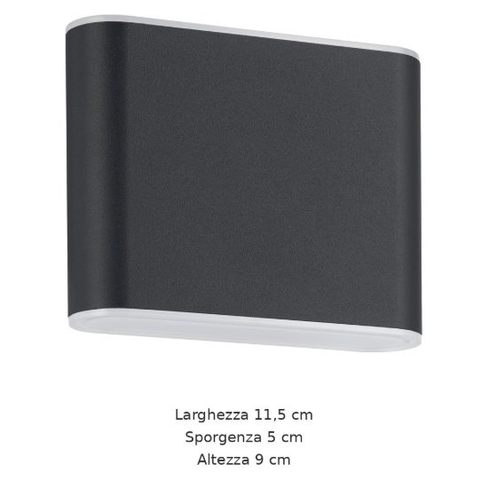 Eglo grutti applique da esterno led 5,8w cct 3000k 6500k 11,5cm ip65 moderna biemissione antracite