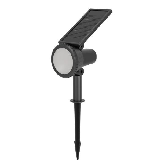 Eglo sambuco faretto solare da giardino led 3w rgb 3000k 37,5cm ip44 con telecomando moderno nero