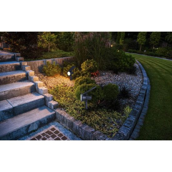 Eglo sambuco faretto solare da giardino led 3w rgb 3000k 37,5cm ip44 con telecomando moderno nero