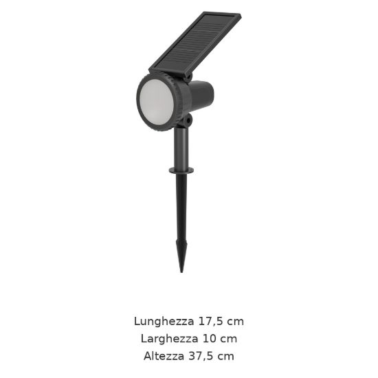 Eglo sambuco faretto solare da giardino led 3w rgb 3000k 37,5cm ip44 con telecomando moderno nero