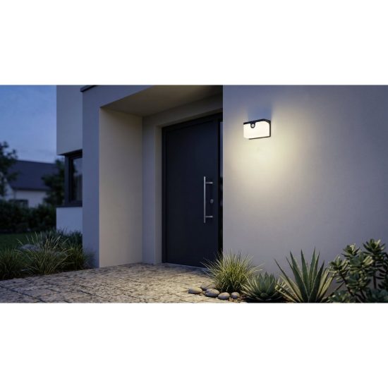 Eglo croara applique solare da esterno led 7,3w 3000k 15cm ip44 moderna antracite con sensore