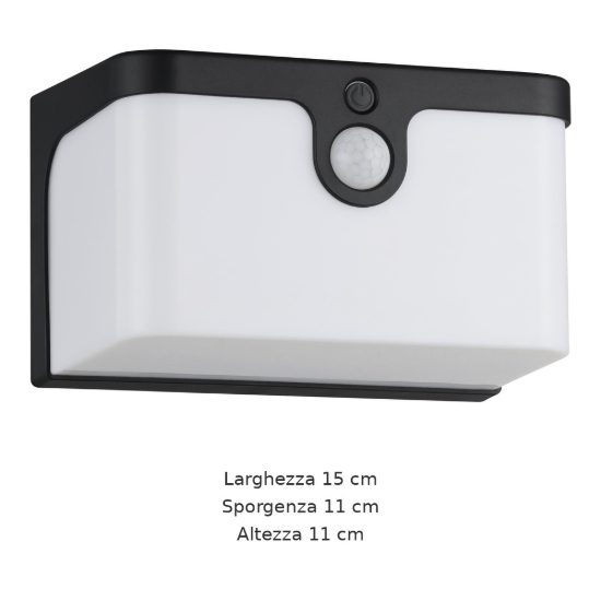 Eglo croara applique solare da esterno led 7,3w 3000k 15cm ip44 moderna antracite con sensore