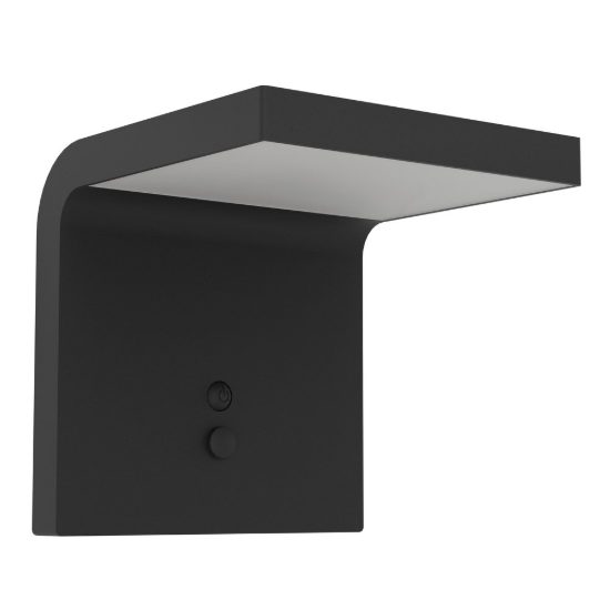Eglo spiante applique solare da esterno led 6,5w 4000k 14cm ip44 moderna nera con sensore