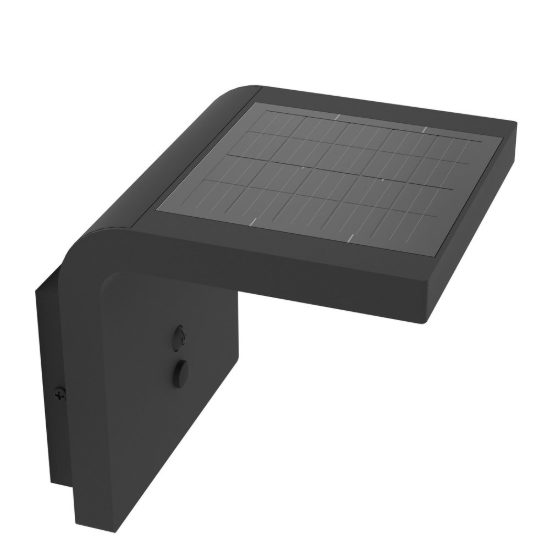 Eglo spiante applique solare da esterno led 6,5w 4000k 14cm ip44 moderna nera con sensore