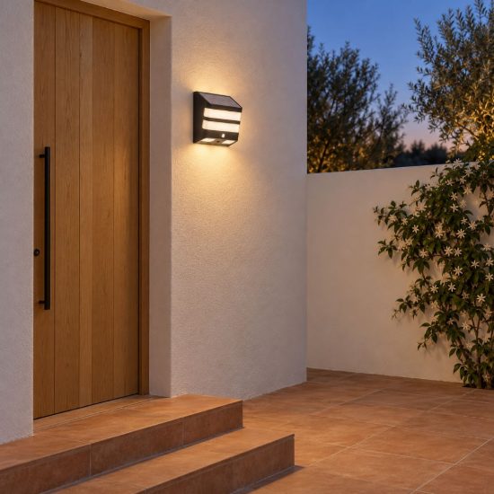 Eglo stiappa applique solare da esterno led 6,5w 4000k 12cm ip44 moderna nera con sensore