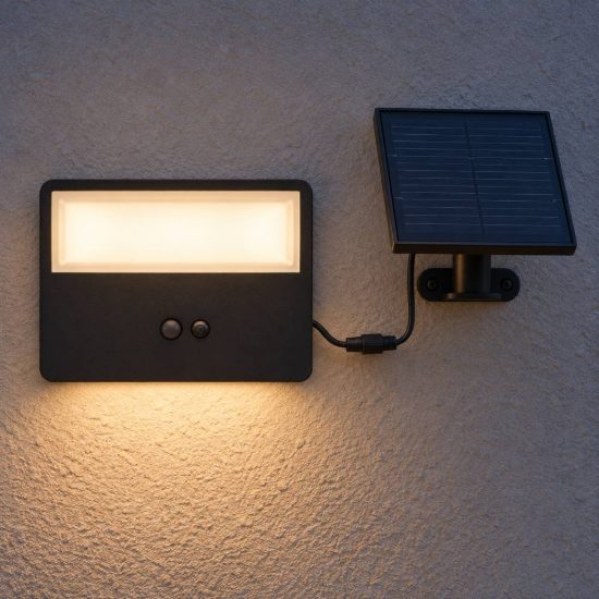 Eglo panettieri proiettore solare da esterno led 6,7w 4000k 14,5cm ip44 moderno nero con sensore