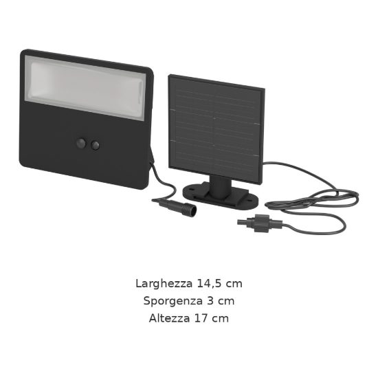 Eglo panettieri proiettore solare da esterno led 6,7w 4000k 14,5cm ip44 moderno nero con sensore