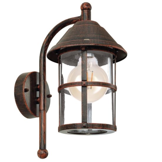 Eglo san telmo applique da esterno 18cm ip23 classica a lanterna marrone invecchiato