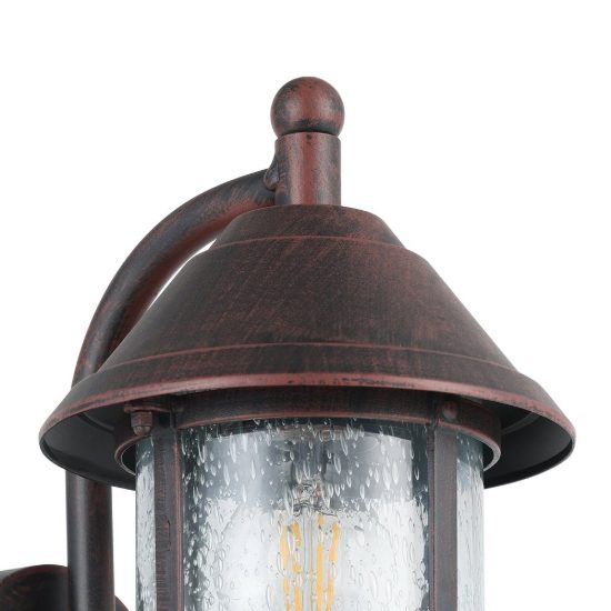 Eglo san telmo applique da esterno 18cm ip23 classica a lanterna marrone invecchiato