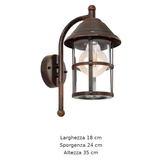 Eglo san telmo applique da esterno 18cm ip23 classica a lanterna marrone invecchiato