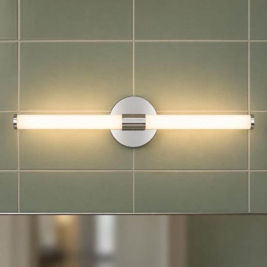 Eglo ramola applique per specchio led 11w cct 3000k 6500k 60cm ip44 per bagno moderna cromo