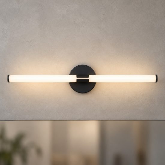 Eglo ramola applique per specchio led 11w cct 3000k 6500k 60cm ip44 per bagno moderna nera
