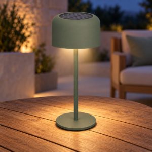 Eglo roccanova lampada da tavolo per esterno led 2,8w 3000k 30cm ip44 ricaricabile con pannello solare moderna verde salvia