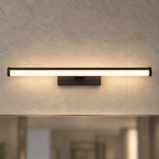 Eglo vadumi applique per specchio led 7,4w 4000k 40cm ip44 per bagno moderna nera