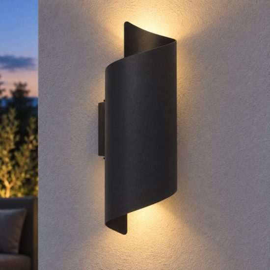 Eglo montarello applique da esterno led 8w cct 2700k 6000k 11cm ip44 moderna biemissione nera