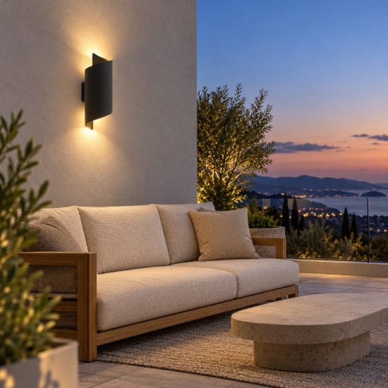 Eglo montarello applique da esterno led 8w cct 2700k 6000k 11cm ip44 moderna biemissione nera
