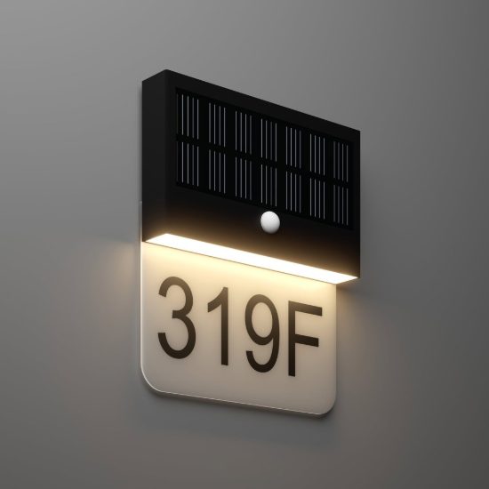 Eglo conettimara applique solare per numero civico led 6w 3000k 20cm ip44 moderna nera con sensore