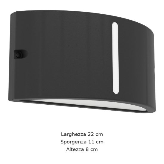 Eglo poggiarello applique da esterno 22cm ip54 moderna rettangolare con feritoia nera