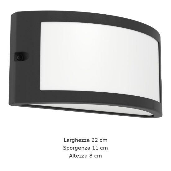 Eglo poggiarello applique da esterno 22cm ip54 moderna rettangolare con diffusore opale nera