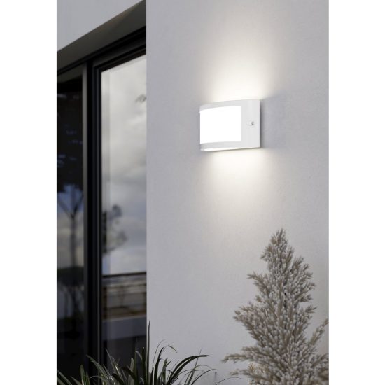 Eglo poggiarello applique da esterno 22cm ip54 moderna rettangolare con diffusore opale bianca