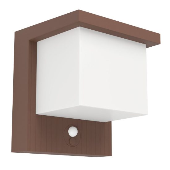 Eglo frigento applique solare da esterno led 7w 3000k 14cm ip44 moderna marrone ruggine con sensore