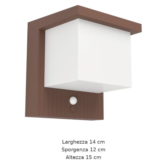 Eglo frigento applique solare da esterno led 7w 3000k 14cm ip44 moderna marrone ruggine con sensore