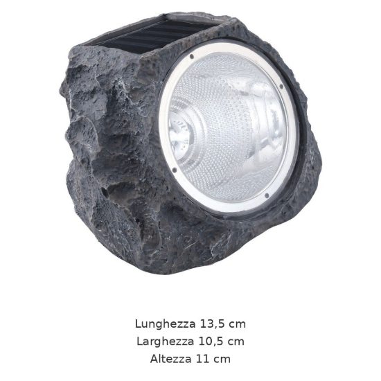 Eglo stazzone lampada solare da giardino a sasso led 0,4w 13,5cm ip44 moderna grigia