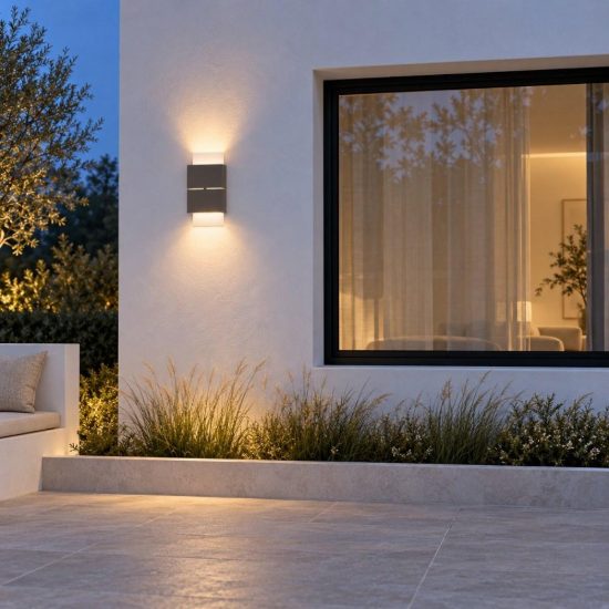 Eglo kibea applique da esterno led 5w 3000k 15cm ip54 moderna biemissione bianca e antracite