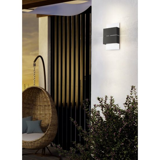 Eglo kibea applique da esterno led 5w 3000k 15cm ip54 moderna biemissione bianca e antracite
