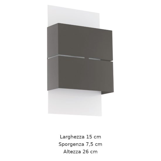 Eglo kibea applique da esterno led 5w 3000k 15cm ip54 moderna biemissione bianca e antracite