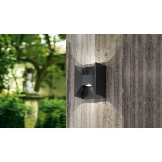 Eglo morino applique da esterno led 5w 3000k 14cm ip44 moderna rettangolare biemissione antracite