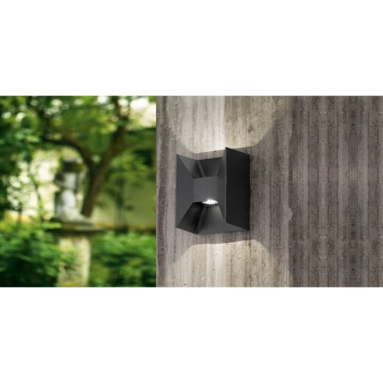 Eglo morino applique da esterno led 5w 3000k 14cm ip44 moderna rettangolare biemissione antracite