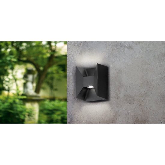 Eglo morino applique da esterno led 5w 3000k 14cm ip44 moderna rettangolare biemissione antracite