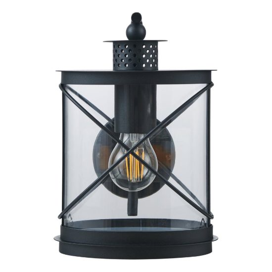 Eglo hilburn applique da esterno 20cm ip44 classica a lanterna nera