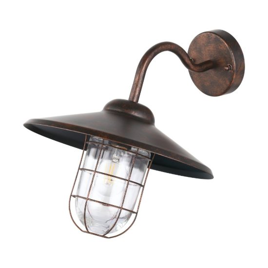 Eglo melgoa applique da esterno 30cm ip44 vintage conica rame invecchiato