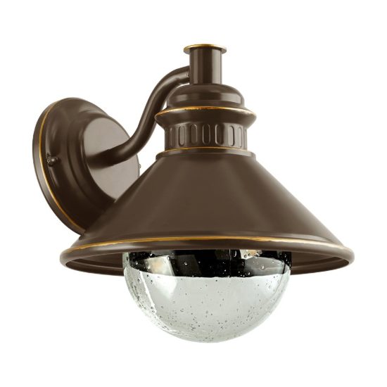 Eglo albacete applique da esterno 26,5cm ip44 classica conica marrone e rame