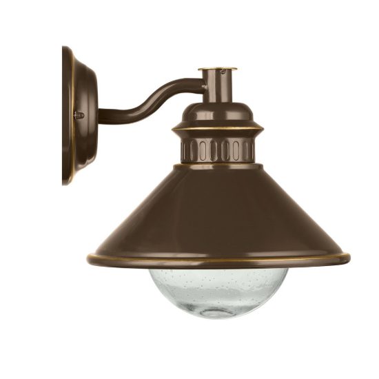 Eglo albacete applique da esterno 26,5cm ip44 classica conica marrone e rame